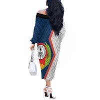 Cape Verde Off The Shoulder Long Sleeve Dress Verde Coat Of Arms And Pattern - Wonder Print Shop