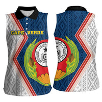 Cape Verde Women Sleeveless Polo Shirt Verde Coat Of Arms And Pattern - Wonder Print Shop