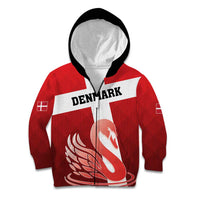 Custom Denmark Football Kid Hoodie Mute Swan - Wonder Print Shop