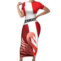 Custom Denmark Football Short Sleeve Bodycon Dress Mute Swan - Wonder Print Shop