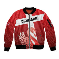 Custom Denmark Football Sleeve Zip Bomber Jacket Mute Swan - Wonder Print Shop