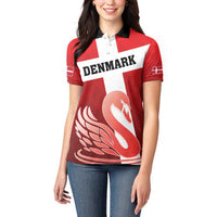 Custom Denmark Football Women Polo Shirt Mute Swan - Wonder Print Shop