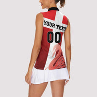 Custom Denmark Football Women Sleeveless Polo Shirt Mute Swan - Wonder Print Shop