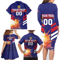 Custom Denmark Football Family Matching Long Sleeve Bodycon Dress and Hawaiian Shirt Come On Danish Dynamite - Wonder Print Shop