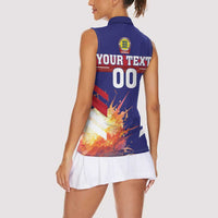 Custom Denmark Football Women Sleeveless Polo Shirt Come On Danish Dynamite - Wonder Print Shop