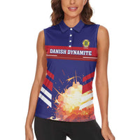 Custom Denmark Football Women Sleeveless Polo Shirt Come On Danish Dynamite - Wonder Print Shop