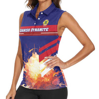 Custom Denmark Football Women Sleeveless Polo Shirt Come On Danish Dynamite - Wonder Print Shop