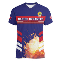 Custom Denmark Football Women V-Neck T-Shirt Come On Danish Dynamite - Wonder Print Shop