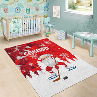 Canada Christmas Area Rug Santa Play Hockey - Winter Forest - Wonder Print Shop