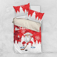 Canada Christmas Bedding Set Santa Play Hockey - Winter Forest - Wonder Print Shop