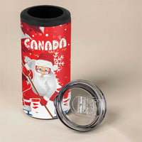 Canada Christmas 4 in 1 Can Cooler Tumbler Santa Play Hockey - Winter Forest - Wonder Print Shop
