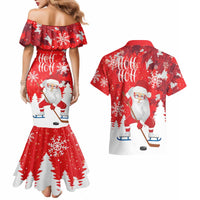 Canada Christmas Couples Matching Mermaid Dress and Hawaiian Shirt Santa Play Hockey - Winter Forest - Wonder Print Shop