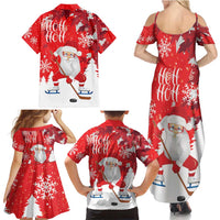 Canada Christmas Family Matching Summer Maxi Dress and Hawaiian Shirt Santa Play Hockey - Winter Forest - Wonder Print Shop