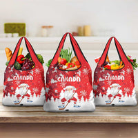 Canada Christmas Grocery Bag Santa Play Hockey - Winter Forest