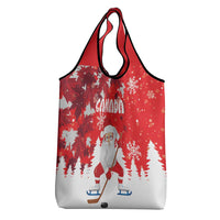 Canada Christmas Grocery Bag Santa Play Hockey - Winter Forest
