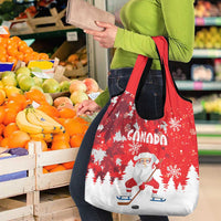 Canada Christmas Grocery Bag Santa Play Hockey - Winter Forest