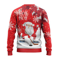 Canada Christmas Ugly Christmas Sweater Santa Play Hockey - Winter Forest - Wonder Print Shop