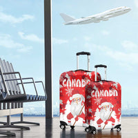 Canada Christmas Luggage Cover Santa Play Hockey - Winter Forest - Wonder Print Shop