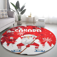 Canada Christmas Round Carpet Santa Play Hockey - Winter Forest