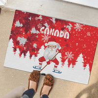 Canada Christmas Rubber Doormat Santa Play Hockey - Winter Forest - Wonder Print Shop
