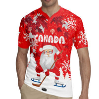 Canada Christmas Rugby Jersey Santa Play Hockey - Winter Forest - Wonder Print Shop