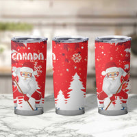 Canada Christmas Tumbler Cup Santa Play Hockey - Winter Forest - Wonder Print Shop