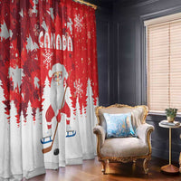 Canada Christmas Window Curtain Santa Play Hockey - Winter Forest - Wonder Print Shop