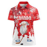Canada Christmas Women Polo Shirt Santa Play Hockey - Winter Forest - Wonder Print Shop