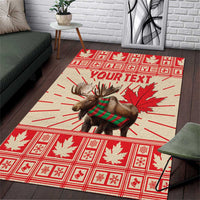 Personalized Canada Moose Area Rug Maple Leaf Christmas Lightning Art - Wonder Print Shop