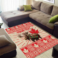 Personalized Canada Moose Area Rug Maple Leaf Christmas Lightning Art - Wonder Print Shop