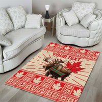 Personalized Canada Moose Area Rug Maple Leaf Christmas Lightning Art - Wonder Print Shop