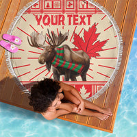 Personalized Canada Moose Beach Blanket Maple Leaf Christmas Lightning Art - Wonder Print Shop