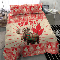 Personalized Canada Moose Bedding Set Maple Leaf Christmas Lightning Art - Wonder Print Shop
