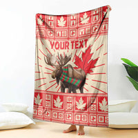 Personalized Canada Moose Blanket Maple Leaf Christmas Lightning Art
