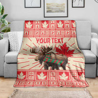 Personalized Canada Moose Blanket Maple Leaf Christmas Lightning Art