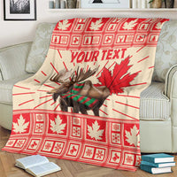 Personalized Canada Moose Blanket Maple Leaf Christmas Lightning Art