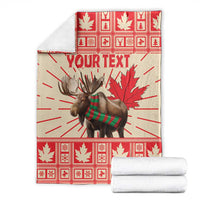 Personalized Canada Moose Blanket Maple Leaf Christmas Lightning Art