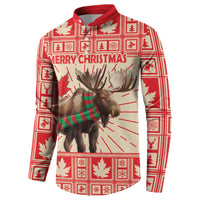 Personalized Canada Moose Button Sweatshirt Maple Leaf Christmas Lightning Art - Wonder Print Shop
