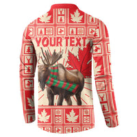 Personalized Canada Moose Button Sweatshirt Maple Leaf Christmas Lightning Art - Wonder Print Shop