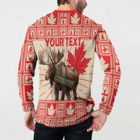 Personalized Canada Moose Button Sweatshirt Maple Leaf Christmas Lightning Art - Wonder Print Shop