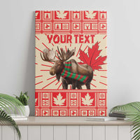 Personalized Canada Moose Canvas Wall Art Maple Leaf Christmas Lightning Art - Wonder Print Shop