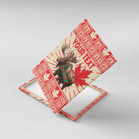 Personalized Canada Moose Canvas Wall Art Maple Leaf Christmas Lightning Art - Wonder Print Shop