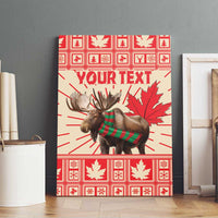 Personalized Canada Moose Canvas Wall Art Maple Leaf Christmas Lightning Art - Wonder Print Shop