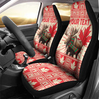 Personalized Canada Moose Car Seat Cover Maple Leaf Christmas Lightning Art - Wonder Print Shop