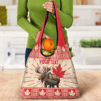 Personalized Canada Moose Grocery Bag Maple Leaf Christmas Lightning Art