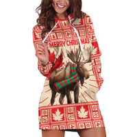 Personalized Canada Moose Hoodie Dress Maple Leaf Christmas Lightning Art - Wonder Print Shop