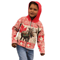 Personalized Canada Moose Kid Hoodie Maple Leaf Christmas Lightning Art - Wonder Print Shop
