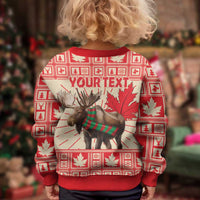 Personalized Canada Moose Kid Ugly Christmas Sweater Maple Leaf Christmas Lightning Art - Wonder Print Shop
