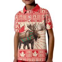 Personalized Canada Moose Kid Polo Shirt Maple Leaf Christmas Lightning Art - Wonder Print Shop