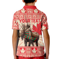 Personalized Canada Moose Kid Polo Shirt Maple Leaf Christmas Lightning Art - Wonder Print Shop